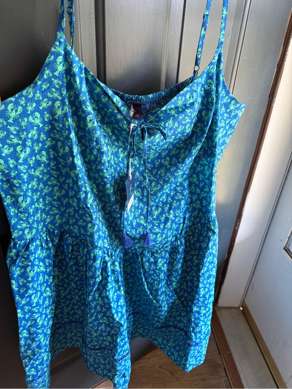 Roller Rabbit Blue Printed Spaghetti-Strap Summer Dress